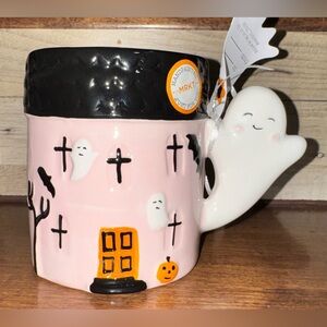 Super Cute 🥰 Halloween Ghost 👻 Mug with Pink and Black Design by Market Finds